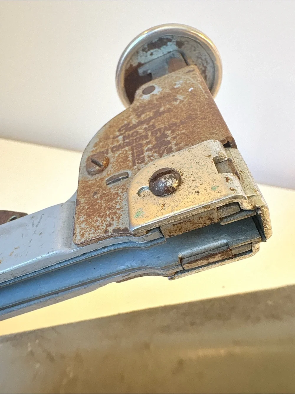 Vintage Heavy-Duty Desktop Stapler in Gray and Silver